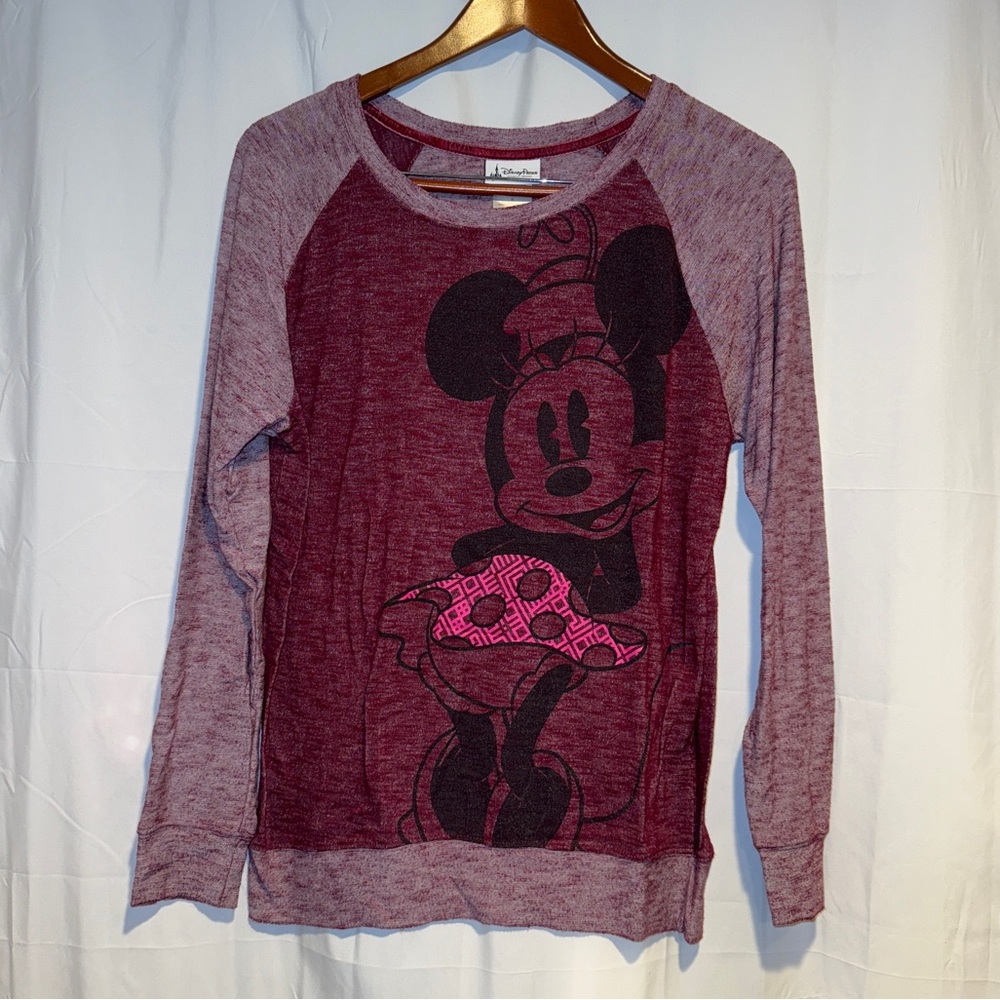 Disney Women’s Burgundy Minnie Mouse Long Sleeve Shirt Size Medium
